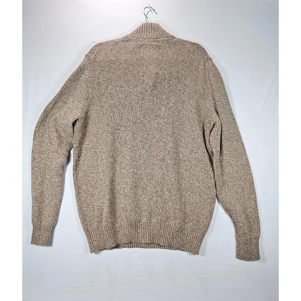 St. John's Bay men's 1/4 zip pullover sweater, brown, long sleeves, mock‎ neck